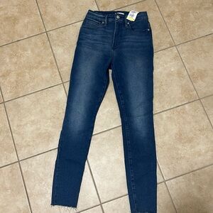 Good American Good Waist Raw-Hem Jeans GWRH941T Blue867 Size 4/27 INSEAM…